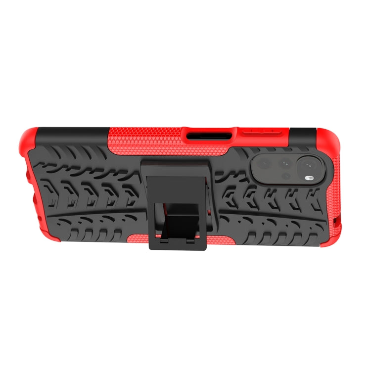 Tire Texture TPU + PC Phone Case with Holder, For Motorola Moto G22/E32