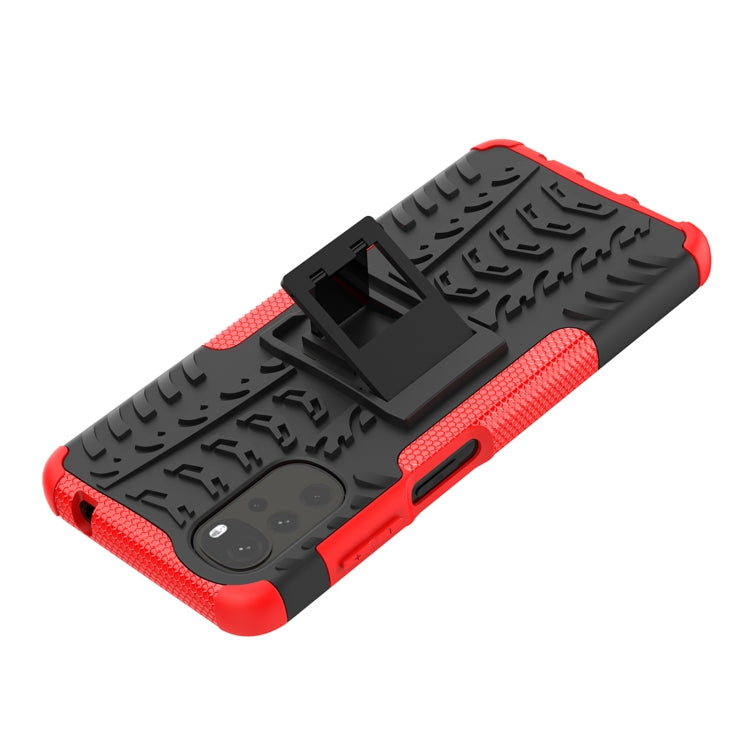 Tire Texture TPU + PC Phone Case with Holder, For Motorola Moto G22/E32