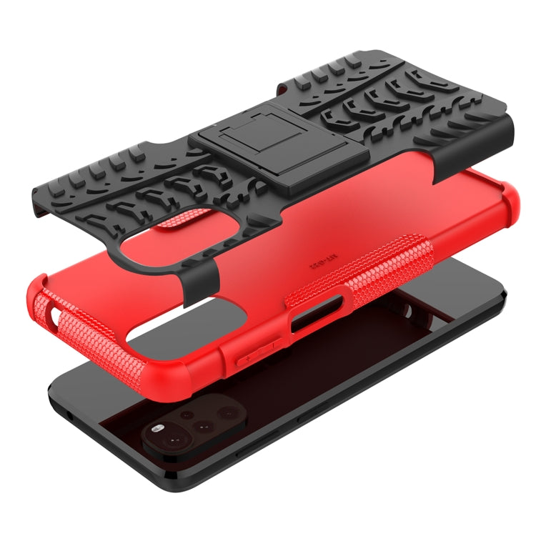 Tire Texture TPU + PC Phone Case with Holder, For Motorola Moto G22/E32