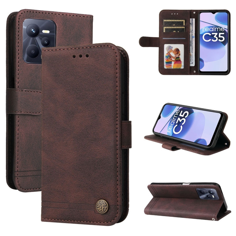 Skin Feel Life Tree Metal Button Leather Phone Case, For OPPO Realme C35, For OPPO Reno7 SE 5G, For OPPO A96 5G / Reno7 Z 5G / OnePlus Nord N20 5G, For vivo Y55 / Y75 / T1 5G