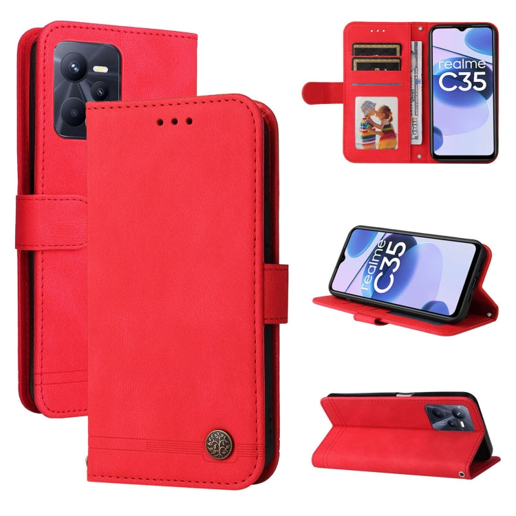 Skin Feel Life Tree Metal Button Leather Phone Case, For OPPO Realme C35, For OPPO Reno7 SE 5G, For OPPO A96 5G / Reno7 Z 5G / OnePlus Nord N20 5G, For vivo Y55 / Y75 / T1 5G