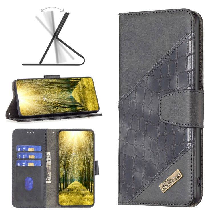 Color Block Crocodile Texture Leather Phone Case, For Xiaomi Poco M4 Pro, For Xiaomi Poco M4 Pro 5G