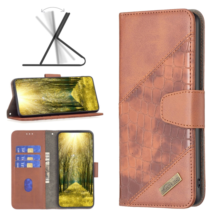 Color Block Crocodile Texture Leather Phone Case, For Xiaomi Poco M4 Pro, For Xiaomi Poco M4 Pro 5G
