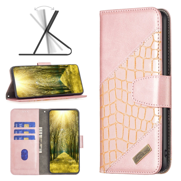 Color Block Crocodile Texture Leather Phone Case, For Xiaomi Poco M4 Pro, For Xiaomi Poco M4 Pro 5G