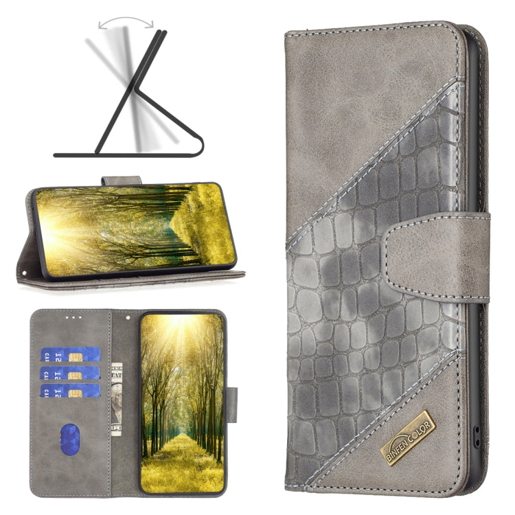 Color Block Crocodile Texture Leather Phone Case, For Xiaomi Poco M4 Pro, For Xiaomi Poco M4 Pro 5G