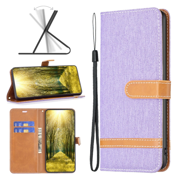 Color Block Denim Texture Leather Phone Case, For Xiaomi Poco M4 Pro, For Xiaomi Poco M4 Pro 5G