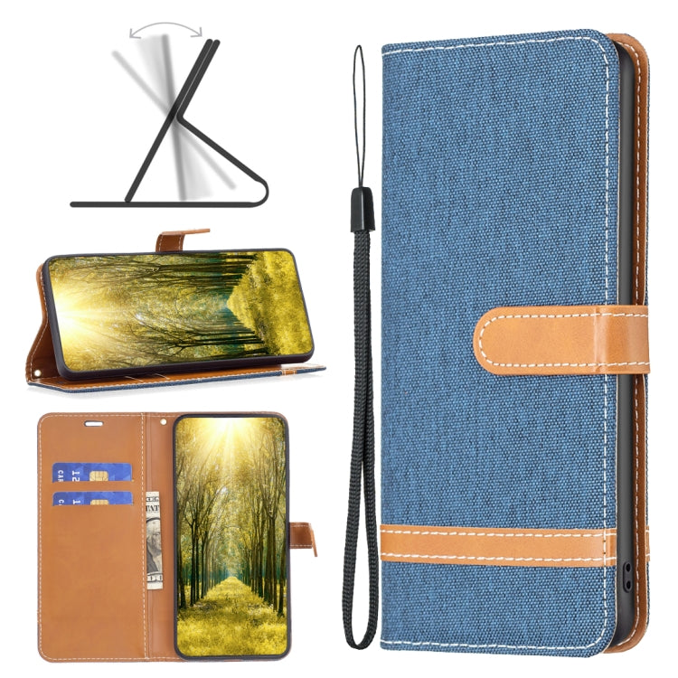 Color Block Denim Texture Leather Phone Case, For Xiaomi Poco M4 Pro, For Xiaomi Poco M4 Pro 5G