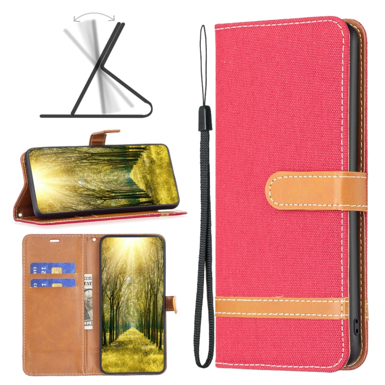 Color Block Denim Texture Leather Phone Case, For Xiaomi Poco M4 Pro, For Xiaomi Poco M4 Pro 5G