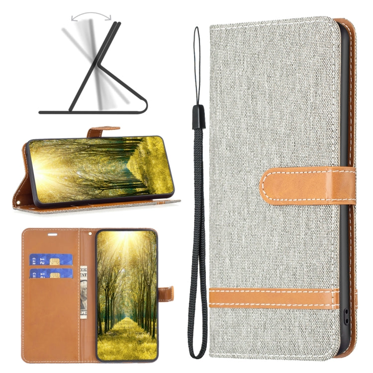 Color Block Denim Texture Leather Phone Case, For Xiaomi Poco M4 Pro, For Xiaomi Poco M4 Pro 5G