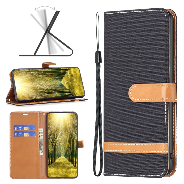 Color Block Denim Texture Leather Phone Case, For Xiaomi Poco M4 Pro, For Xiaomi Poco M4 Pro 5G