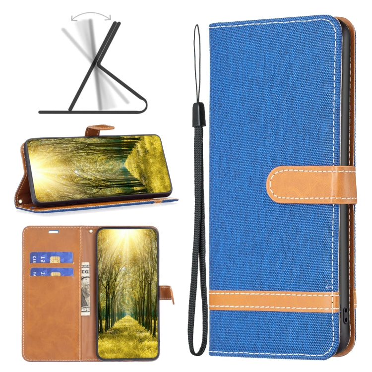 Color Block Denim Texture Leather Phone Case, For Xiaomi Poco M4 Pro, For Xiaomi Poco M4 Pro 5G