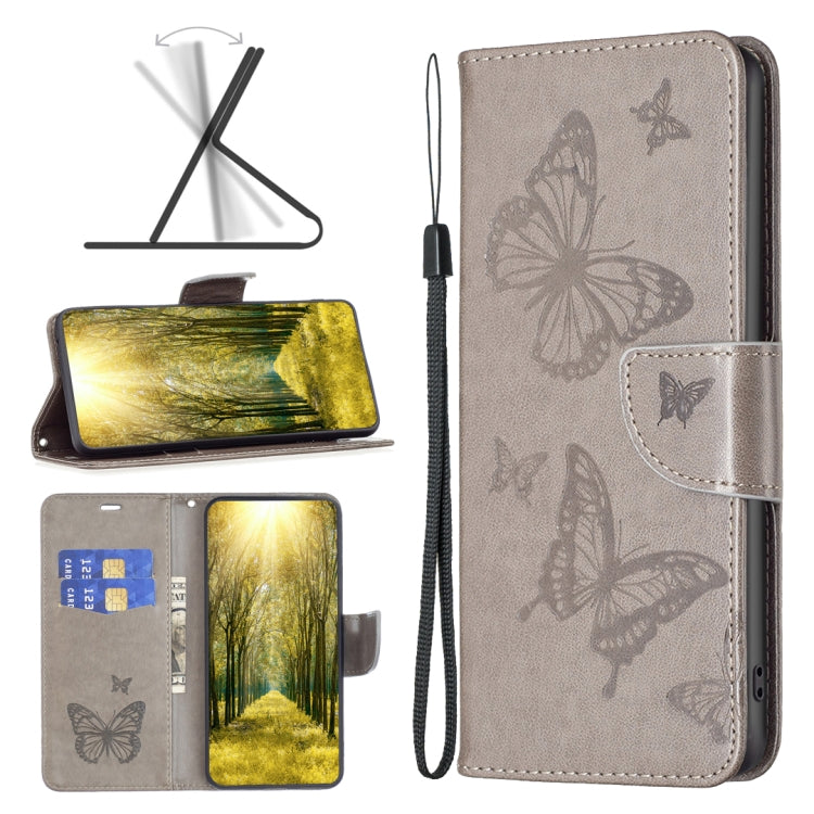 Two Butterflies Embossing Leather Phone Case, For Xiaomi Poco M4 Pro, For Xiaomi Poco M4 Pro 5G