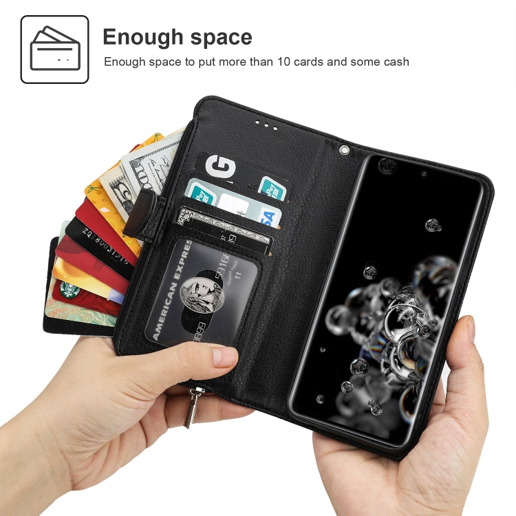 Microfiber Zipper Horizontal Flip Leather Case, For Samsung Galaxy S20 Ultra, For Samsung Galaxy S22 Ultra 5G, For Samsung Galaxy S21+ 5G, For Samsung Galaxy S21 Ultra 5G, For Samsung Galaxy Note20, For Samsung Galaxy A21s