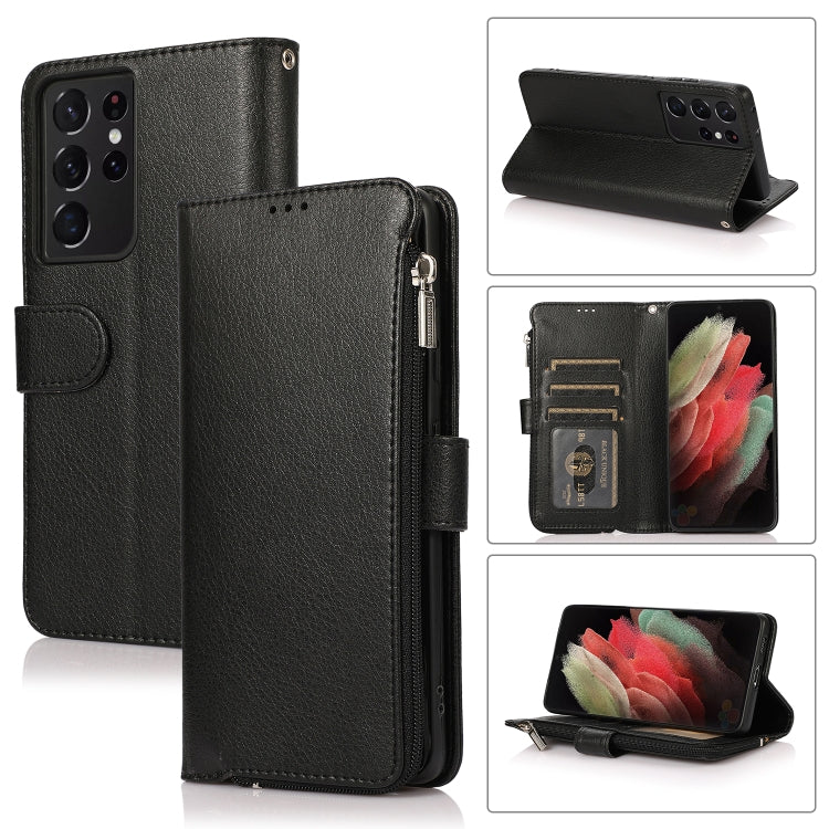 Microfiber Zipper Horizontal Flip Leather Case, For Samsung Galaxy S20 Ultra, For Samsung Galaxy S22 Ultra 5G, For Samsung Galaxy S21+ 5G, For Samsung Galaxy S21 Ultra 5G, For Samsung Galaxy Note20, For Samsung Galaxy A21s