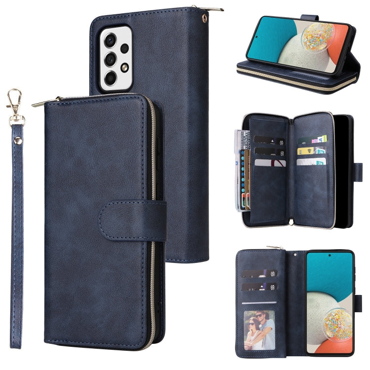 9 Card Slots Zipper Wallet Bag Leather Phone Case, For Samsung Galaxy A03s EU Version, For Samsung Galaxy A13 5G, For Samsung Galaxy A33 5G, For Samsung Galaxy A53 5G, For Samsung Galaxy S22+ 5G, For Samsung Galaxy S22 Ultra 5G, For Samsung Galaxy S22 5G