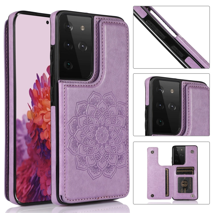 Double Buckle Mandala PU+TPU Phone Case, For Samsung Galaxy S20 FE, For Samsung Galaxy A21s, For Samsung Galaxy A22, For Samsung Galaxy A32, For Samsung Galaxy A42 5G, For Samsung Galaxy S21+ 5G, For Samsung Galaxy S21 Ultra 5G, For Samsung Galaxy S21 ...