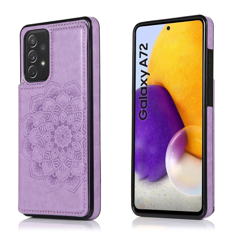 Double Buckle Mandala PU+TPU Phone Case, For Samsung Galaxy S21 FE 5G, For Samsung Galaxy A12, For Samsung Galaxy A72, For Samsung Galaxy S22 5G, For Samsung Galaxy S22+ 5G, For Samsung Galaxy S22 Ultra 5G