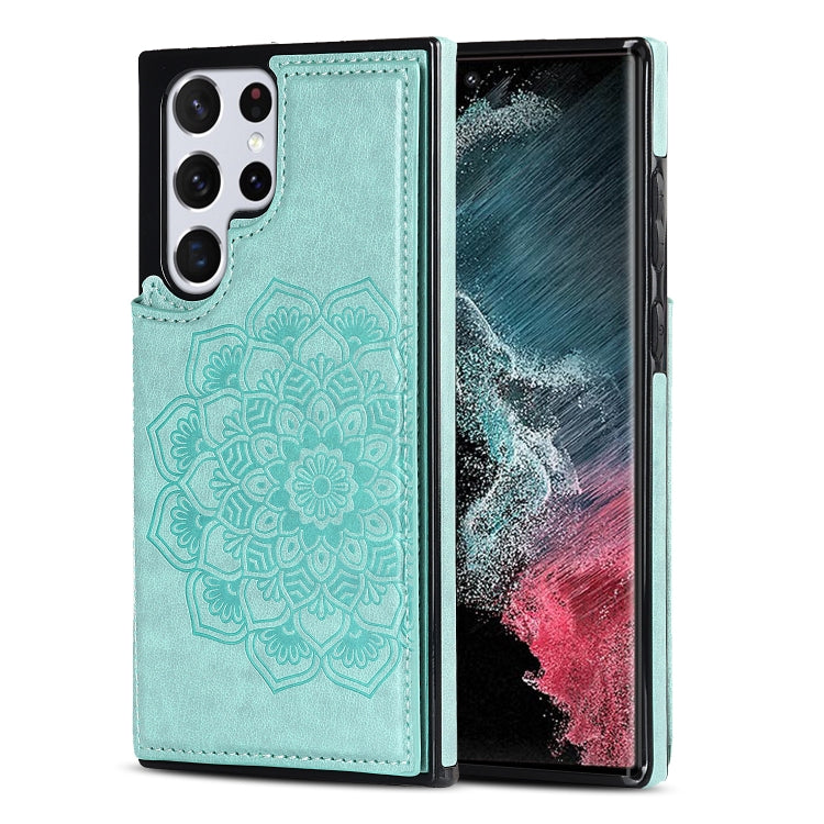 Double Buckle Mandala PU+TPU Phone Case, For Samsung Galaxy S21 FE 5G, For Samsung Galaxy A12, For Samsung Galaxy A72, For Samsung Galaxy S22 5G, For Samsung Galaxy S22+ 5G, For Samsung Galaxy S22 Ultra 5G
