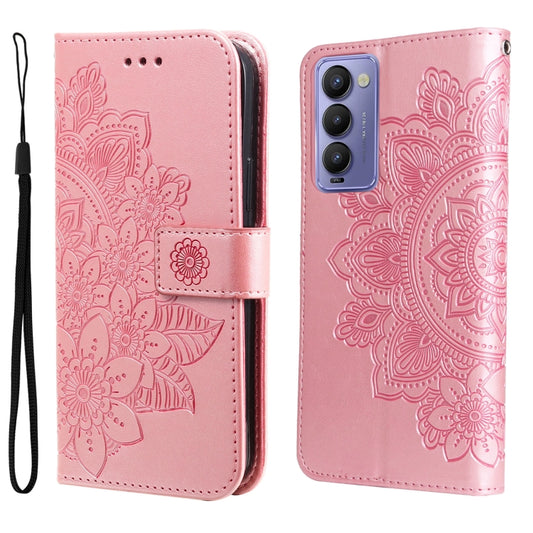7-petal Flowers Embossed Flip Leather Phone Case, For Tecno Camon 18/18P, For Tecno Camon 18 Premier, For Infinix Hot 11S, For OPPO Realme C31 4G, For Infinix Hot 11S NFC, For OPPO Reno7 Pro 5G, For Infinix Smart 6