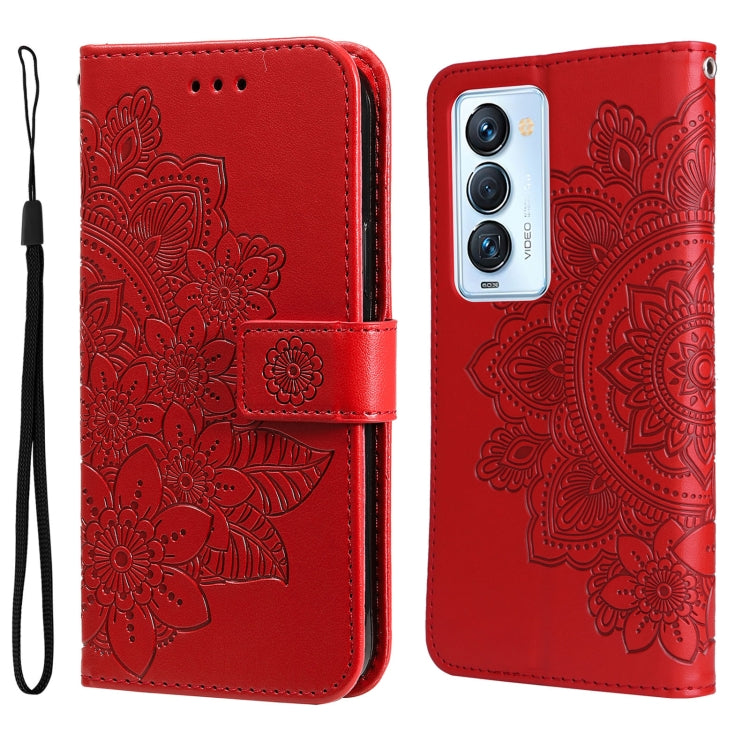 7-petal Flowers Embossed Flip Leather Phone Case, For Tecno Camon 18/18P, For Tecno Camon 18 Premier, For Infinix Hot 11S, For OPPO Realme C31 4G, For Infinix Hot 11S NFC, For OPPO Reno7 Pro 5G, For Infinix Smart 6