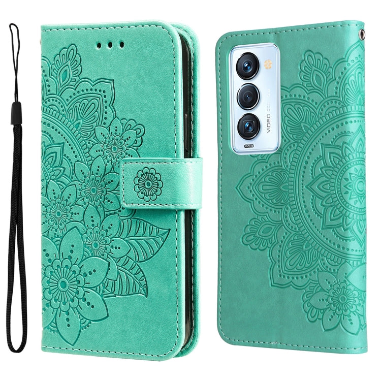 7-petal Flowers Embossed Flip Leather Phone Case, For Tecno Camon 18/18P, For Tecno Camon 18 Premier, For Infinix Hot 11S, For OPPO Realme C31 4G, For Infinix Hot 11S NFC, For OPPO Reno7 Pro 5G, For Infinix Smart 6