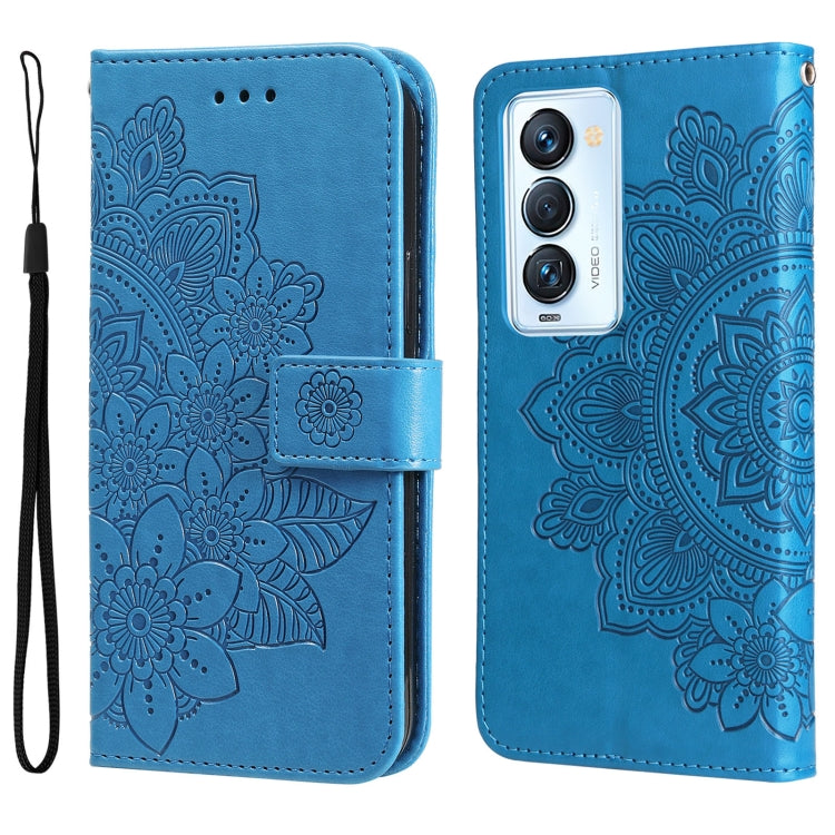 7-petal Flowers Embossed Flip Leather Phone Case, For Tecno Camon 18/18P, For Tecno Camon 18 Premier, For Infinix Hot 11S, For OPPO Realme C31 4G, For Infinix Hot 11S NFC, For OPPO Reno7 Pro 5G, For Infinix Smart 6