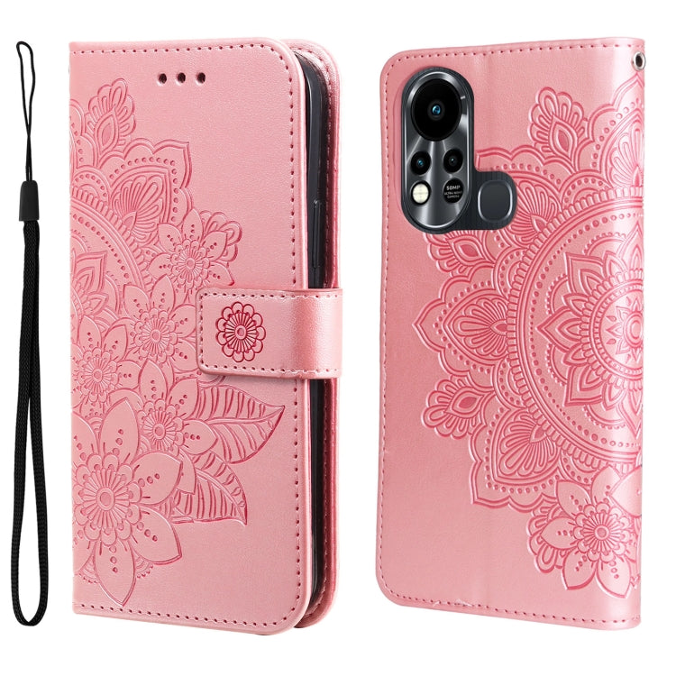 7-petal Flowers Embossed Flip Leather Phone Case, For Tecno Camon 18/18P, For Tecno Camon 18 Premier, For Infinix Hot 11S, For OPPO Realme C31 4G, For Infinix Hot 11S NFC, For OPPO Reno7 Pro 5G, For Infinix Smart 6