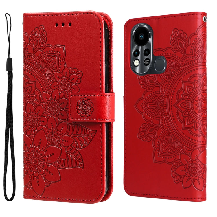 7-petal Flowers Embossed Flip Leather Phone Case, For Tecno Camon 18/18P, For Tecno Camon 18 Premier, For Infinix Hot 11S, For OPPO Realme C31 4G, For Infinix Hot 11S NFC, For OPPO Reno7 Pro 5G, For Infinix Smart 6