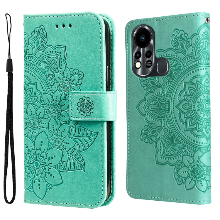 7-petal Flowers Embossed Flip Leather Phone Case, For Tecno Camon 18/18P, For Tecno Camon 18 Premier, For Infinix Hot 11S, For OPPO Realme C31 4G, For Infinix Hot 11S NFC, For OPPO Reno7 Pro 5G, For Infinix Smart 6