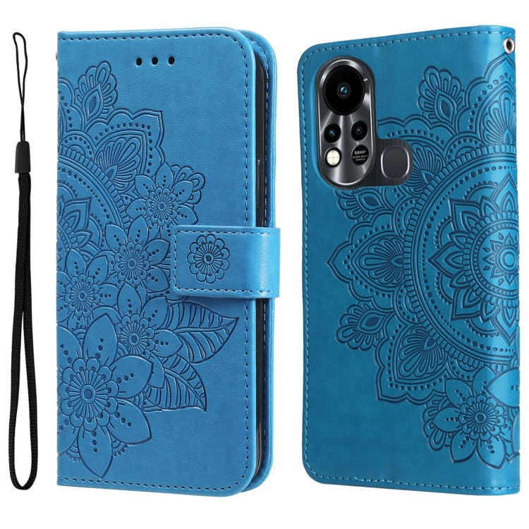 7-petal Flowers Embossed Flip Leather Phone Case, For Tecno Camon 18/18P, For Tecno Camon 18 Premier, For Infinix Hot 11S, For OPPO Realme C31 4G, For Infinix Hot 11S NFC, For OPPO Reno7 Pro 5G, For Infinix Smart 6