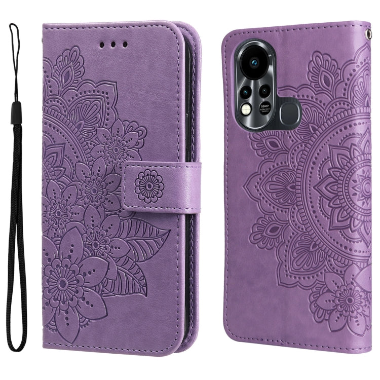 7-petal Flowers Embossed Flip Leather Phone Case, For Tecno Camon 18/18P, For Tecno Camon 18 Premier, For Infinix Hot 11S, For OPPO Realme C31 4G, For Infinix Hot 11S NFC, For OPPO Reno7 Pro 5G, For Infinix Smart 6