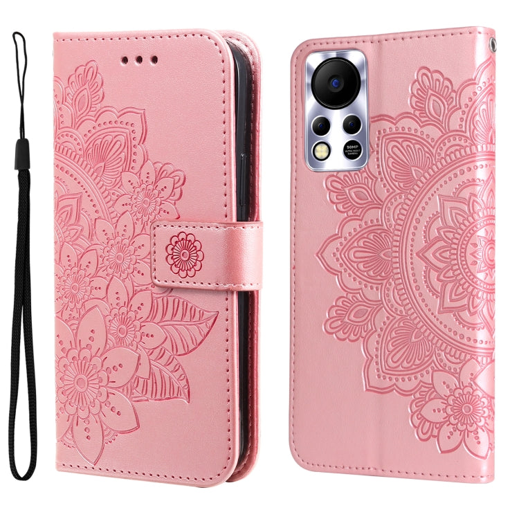 7-petal Flowers Embossed Flip Leather Phone Case, For Tecno Camon 18/18P, For Tecno Camon 18 Premier, For Infinix Hot 11S, For OPPO Realme C31 4G, For Infinix Hot 11S NFC, For OPPO Reno7 Pro 5G, For Infinix Smart 6