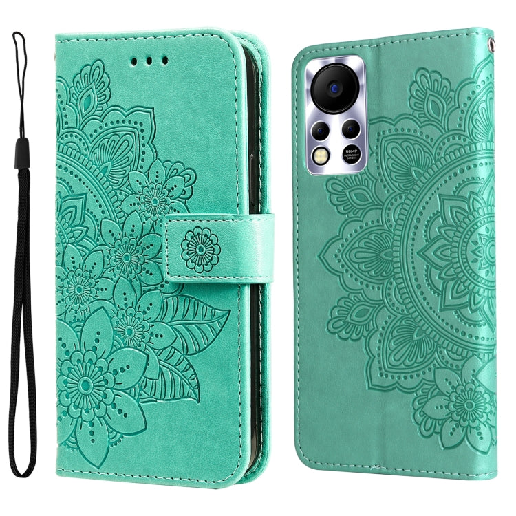 7-petal Flowers Embossed Flip Leather Phone Case, For Tecno Camon 18/18P, For Tecno Camon 18 Premier, For Infinix Hot 11S, For OPPO Realme C31 4G, For Infinix Hot 11S NFC, For OPPO Reno7 Pro 5G, For Infinix Smart 6