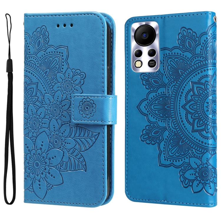 7-petal Flowers Embossed Flip Leather Phone Case, For Tecno Camon 18/18P, For Tecno Camon 18 Premier, For Infinix Hot 11S, For OPPO Realme C31 4G, For Infinix Hot 11S NFC, For OPPO Reno7 Pro 5G, For Infinix Smart 6