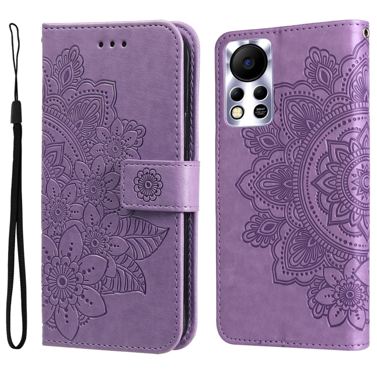 7-petal Flowers Embossed Flip Leather Phone Case, For Tecno Camon 18/18P, For Tecno Camon 18 Premier, For Infinix Hot 11S, For OPPO Realme C31 4G, For Infinix Hot 11S NFC, For OPPO Reno7 Pro 5G, For Infinix Smart 6