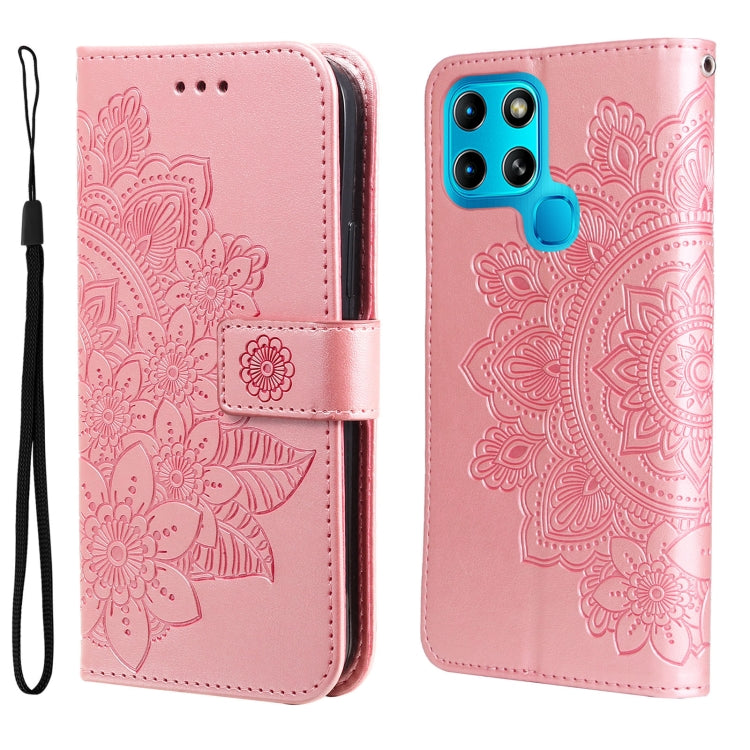 7-petal Flowers Embossed Flip Leather Phone Case, For Tecno Camon 18/18P, For Tecno Camon 18 Premier, For Infinix Hot 11S, For OPPO Realme C31 4G, For Infinix Hot 11S NFC, For OPPO Reno7 Pro 5G, For Infinix Smart 6