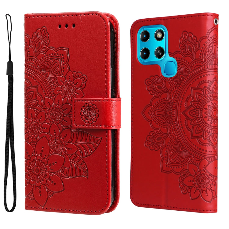 7-petal Flowers Embossed Flip Leather Phone Case, For Tecno Camon 18/18P, For Tecno Camon 18 Premier, For Infinix Hot 11S, For OPPO Realme C31 4G, For Infinix Hot 11S NFC, For OPPO Reno7 Pro 5G, For Infinix Smart 6