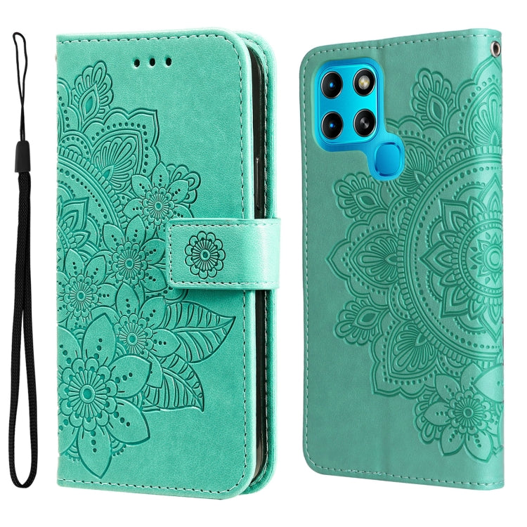 7-petal Flowers Embossed Flip Leather Phone Case, For Tecno Camon 18/18P, For Tecno Camon 18 Premier, For Infinix Hot 11S, For OPPO Realme C31 4G, For Infinix Hot 11S NFC, For OPPO Reno7 Pro 5G, For Infinix Smart 6