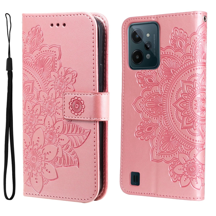 7-petal Flowers Embossed Flip Leather Phone Case, For Tecno Camon 18/18P, For Tecno Camon 18 Premier, For Infinix Hot 11S, For OPPO Realme C31 4G, For Infinix Hot 11S NFC, For OPPO Reno7 Pro 5G, For Infinix Smart 6