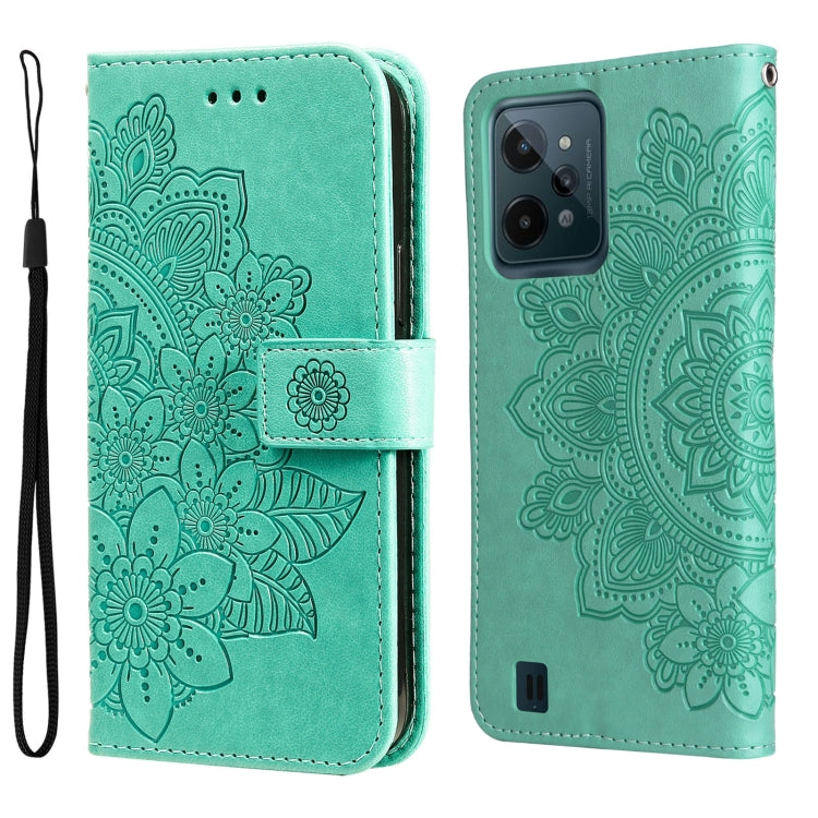 7-petal Flowers Embossed Flip Leather Phone Case, For Tecno Camon 18/18P, For Tecno Camon 18 Premier, For Infinix Hot 11S, For OPPO Realme C31 4G, For Infinix Hot 11S NFC, For OPPO Reno7 Pro 5G, For Infinix Smart 6