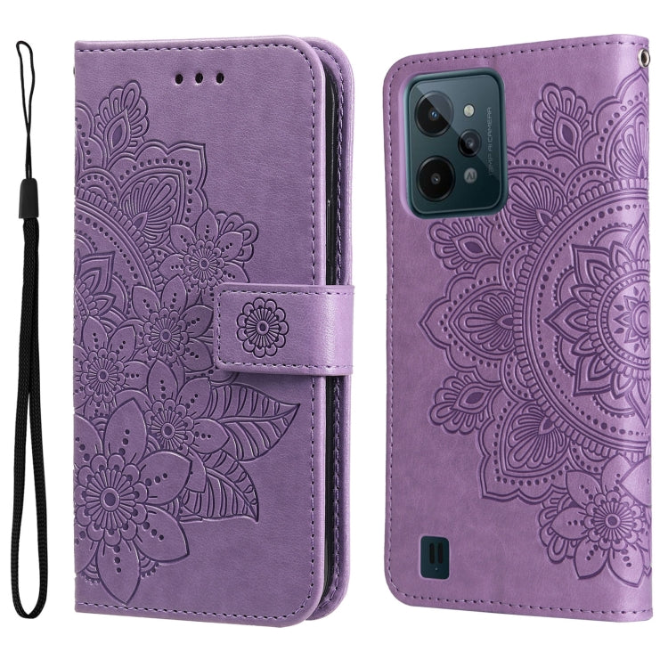 7-petal Flowers Embossed Flip Leather Phone Case, For Tecno Camon 18/18P, For Tecno Camon 18 Premier, For Infinix Hot 11S, For OPPO Realme C31 4G, For Infinix Hot 11S NFC, For OPPO Reno7 Pro 5G, For Infinix Smart 6