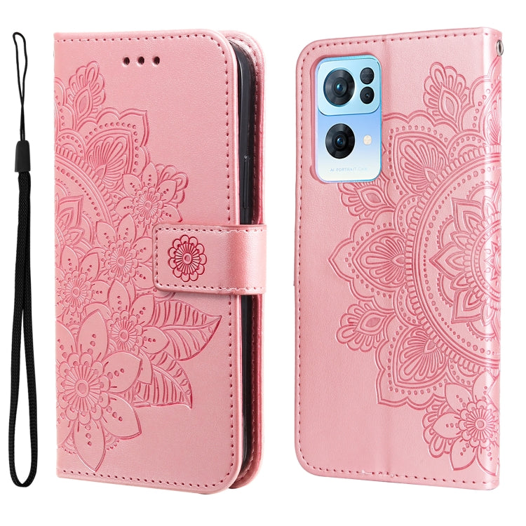 7-petal Flowers Embossed Flip Leather Phone Case, For Tecno Camon 18/18P, For Tecno Camon 18 Premier, For Infinix Hot 11S, For OPPO Realme C31 4G, For Infinix Hot 11S NFC, For OPPO Reno7 Pro 5G, For Infinix Smart 6