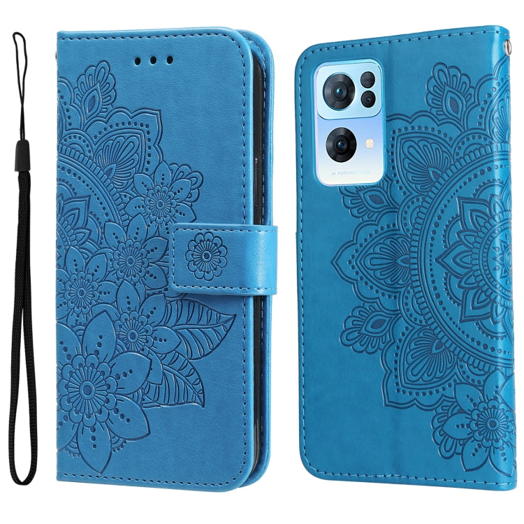 7-petal Flowers Embossed Flip Leather Phone Case, For Tecno Camon 18/18P, For Tecno Camon 18 Premier, For Infinix Hot 11S, For OPPO Realme C31 4G, For Infinix Hot 11S NFC, For OPPO Reno7 Pro 5G, For Infinix Smart 6