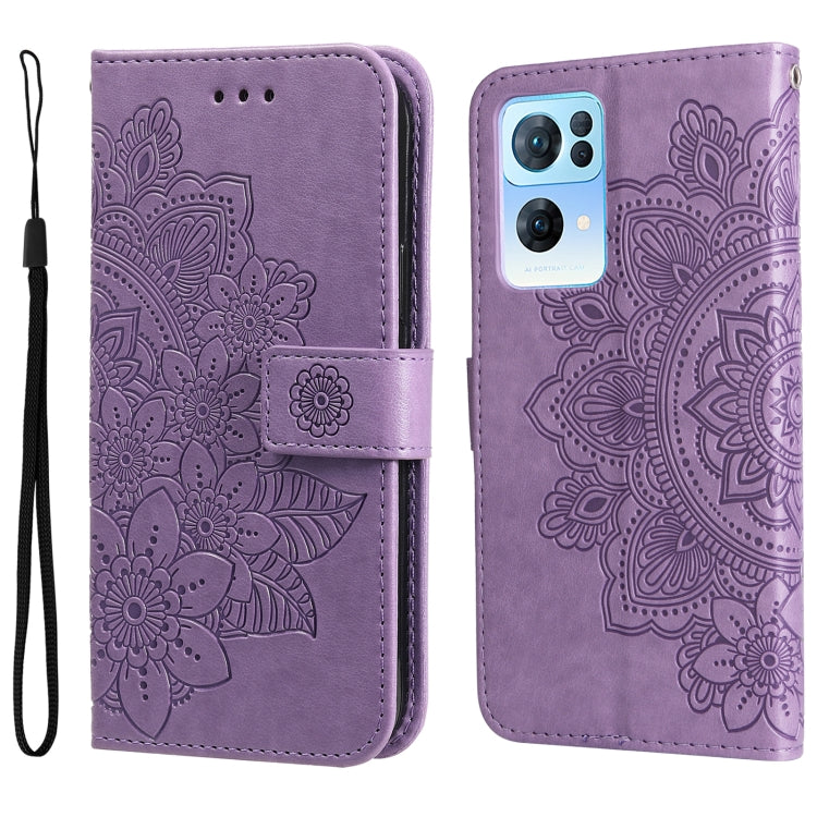 7-petal Flowers Embossed Flip Leather Phone Case, For Tecno Camon 18/18P, For Tecno Camon 18 Premier, For Infinix Hot 11S, For OPPO Realme C31 4G, For Infinix Hot 11S NFC, For OPPO Reno7 Pro 5G, For Infinix Smart 6