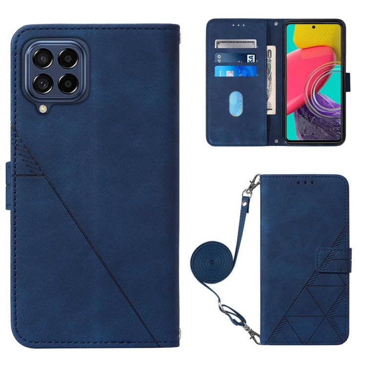 Crossbody 3D Embossed Flip Leather Phone Case, For Samsung Galaxy M53 5G