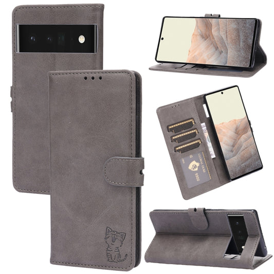 Embossed Happy Cat Pattern Leather Phone Case, For Google Pixel 6a, For Google Pixel 7 5G, For Google Pixel 7 Pro 5G, For Xiaomi Redmi 10A, For Xiaomi Redmi Note 11 4G Global/11S, For Xiaomi Redmi Note 11 Pro Global, For Samsung Galaxy A23 4G          ...