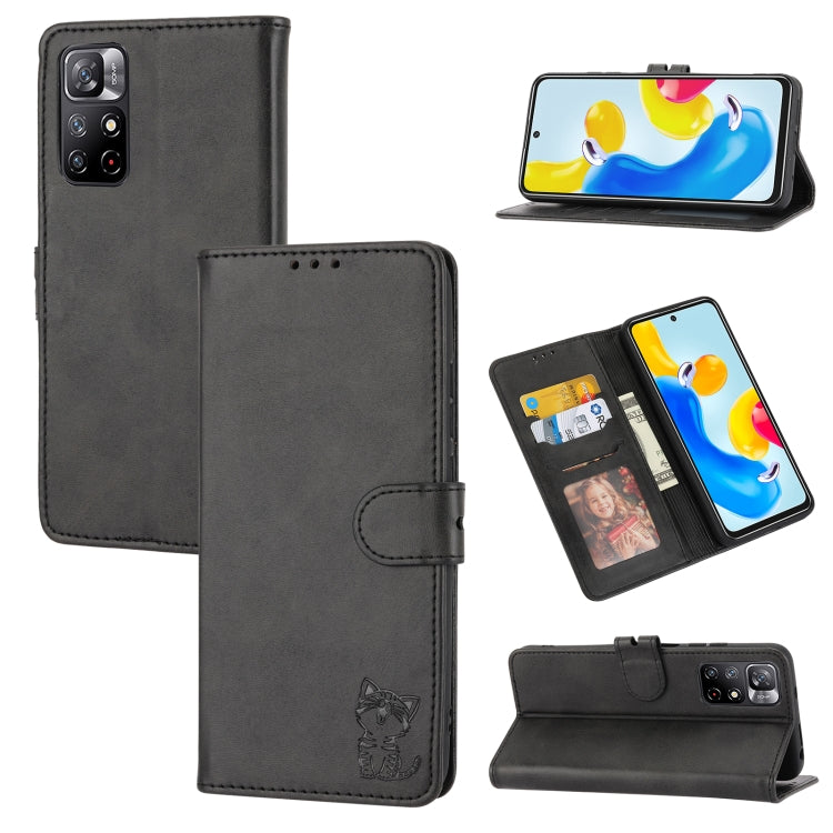 Embossed Happy Cat Pattern Leather Phone Case, For Google Pixel 6a, For Google Pixel 7 5G, For Google Pixel 7 Pro 5G, For Xiaomi Redmi 10A, For Xiaomi Redmi Note 11 4G Global/11S, For Xiaomi Redmi Note 11 Pro Global, For Samsung Galaxy A23 4G          ...