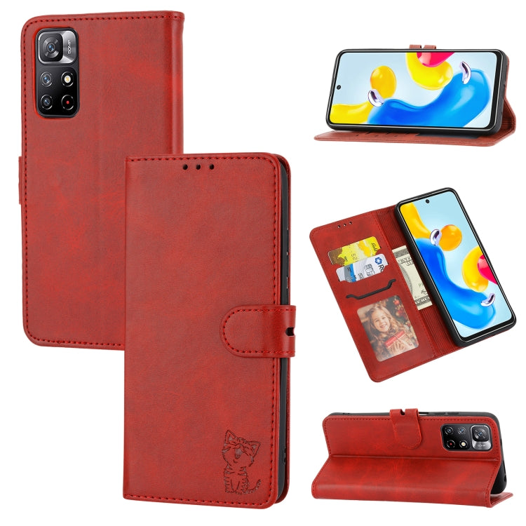 Embossed Happy Cat Pattern Leather Phone Case, For Google Pixel 6a, For Google Pixel 7 5G, For Google Pixel 7 Pro 5G, For Xiaomi Redmi 10A, For Xiaomi Redmi Note 11 4G Global/11S, For Xiaomi Redmi Note 11 Pro Global, For Samsung Galaxy A23 4G          ...