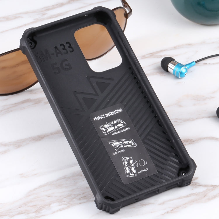 Shockproof TPU + PC Magnetic Protective Phone Case with Holder, For Samsung Galaxy A33 5G