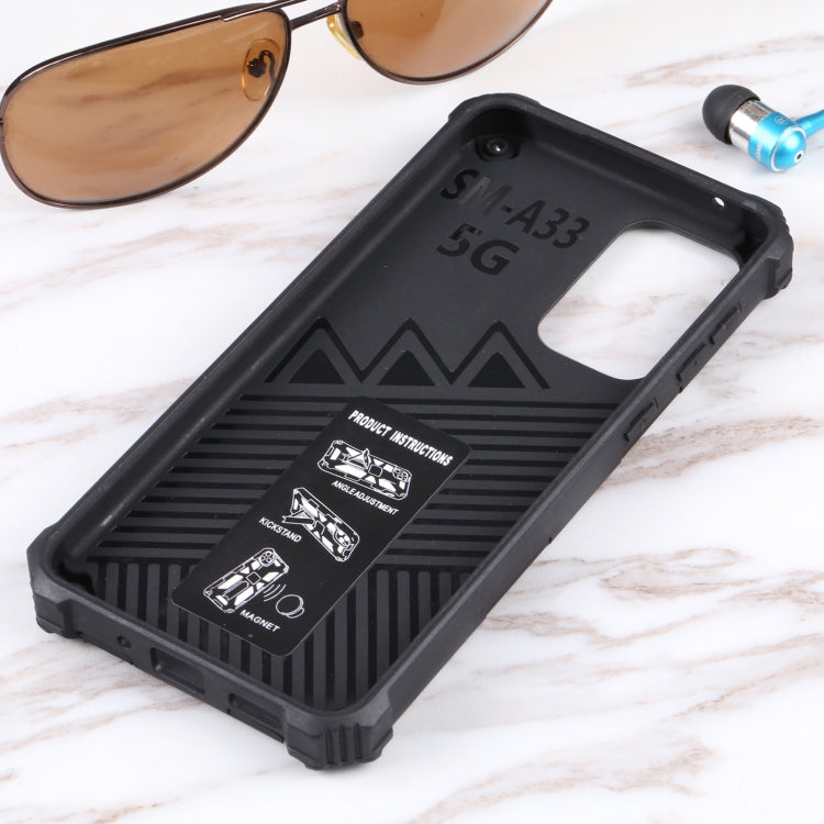 Shockproof TPU + PC Magnetic Protective Phone Case with Holder, For Samsung Galaxy A33 5G